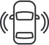Icon of the top view of a car with sensors on the sides