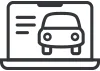 Icon of the front of a car on a laptop screen